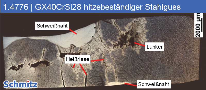 1.4776 | GX40CrSi28 Misslungene Fertigungsschweißung - 2