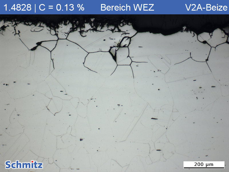 Interkristalline Korrosion an einem 1.4828 | X15CrNiSi20-12 | AISI 309 | S30900 - 02