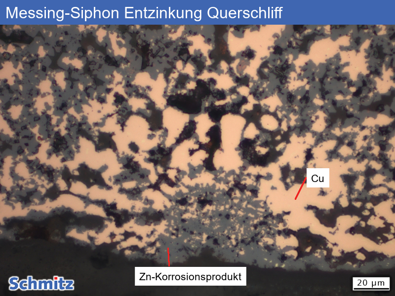 Entzinkung in einem Siphon aus CW506L | CuZn33 | C26800 - 05