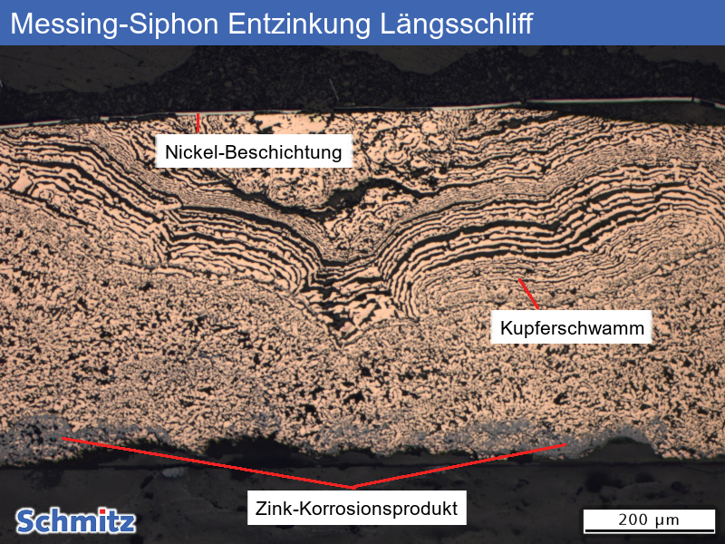 Entzinkung in einem Siphon aus CW506L | CuZn33 | C26800 - 09