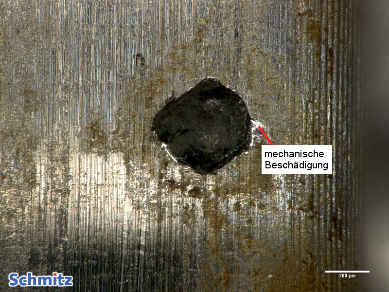 Pitting corrosion in 1.4305 | X8CrNiS18-9 | AISI 303 | S30300 after 24h use in “stale water”