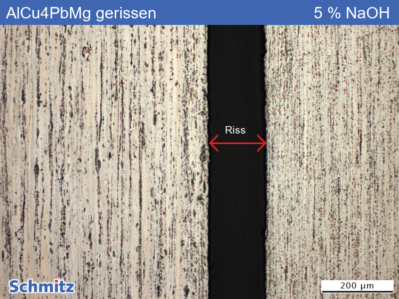 EN AW-2007 | AlCu4PbMg Risse durch gehäufte und grobe Ausscheidungen - 01