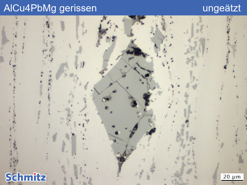 EN AW-2007 | AlCu4PbMg Risse durch gehäufte und grobe Ausscheidungen - 05