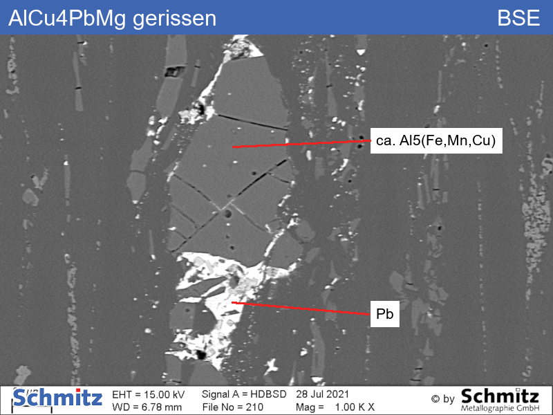 EN AW-2007 | AlCu4PbMg | AA2007 Cracks due to cumulative and coarse precipitations - 06