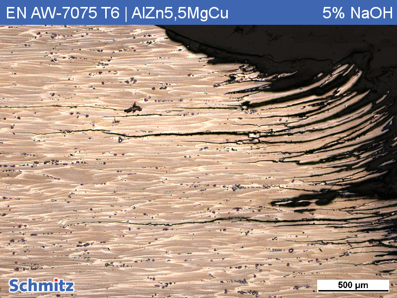 Exfoliation corrosion in EN AW-7075 T6 | AlZn5.5MgCu | AA7075 - 6