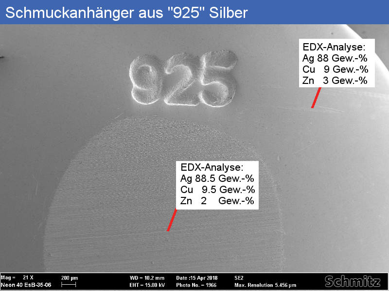 Silberanhänger aus 925 mit zu geringem Silbergehalt - 2