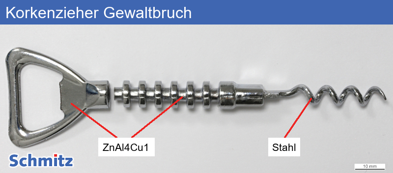 ZL0410 | ZnAl4Cu1 Overload fractur of a bottle opener - 01