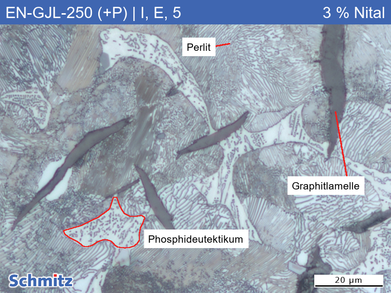 EN-GJL-250 (+P) | 5.1301 Increased phosphorus content, graphite classification and fracture appearance in tensile test - 14