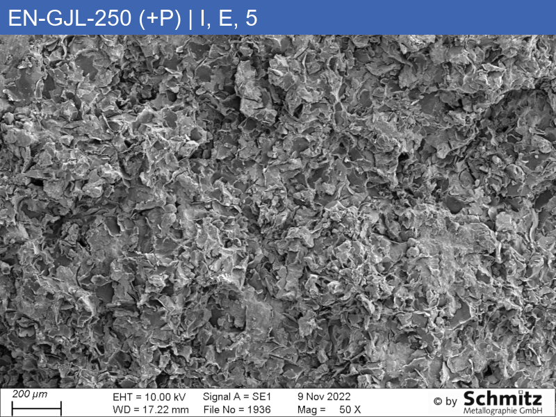 EN-GJL-250 (+P) | 5.1301 Increased phosphorus content, graphite classification and fracture appearance in tensile test - 15