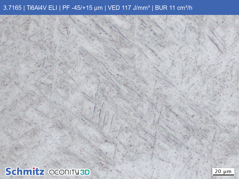Titanium Grade 23 | Ti6Al4V ELI | PF -45/+15 µm | VED 117 J/mm³ | BUR 11 cm³/h - 06