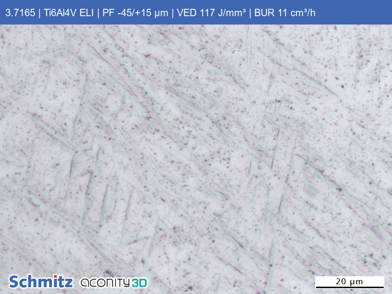 Titan Grade 23 | Ti6Al4V ELI | PF -45/+15 µm | VED 117 J/mm³ | BUR 11 cm³/h - 07