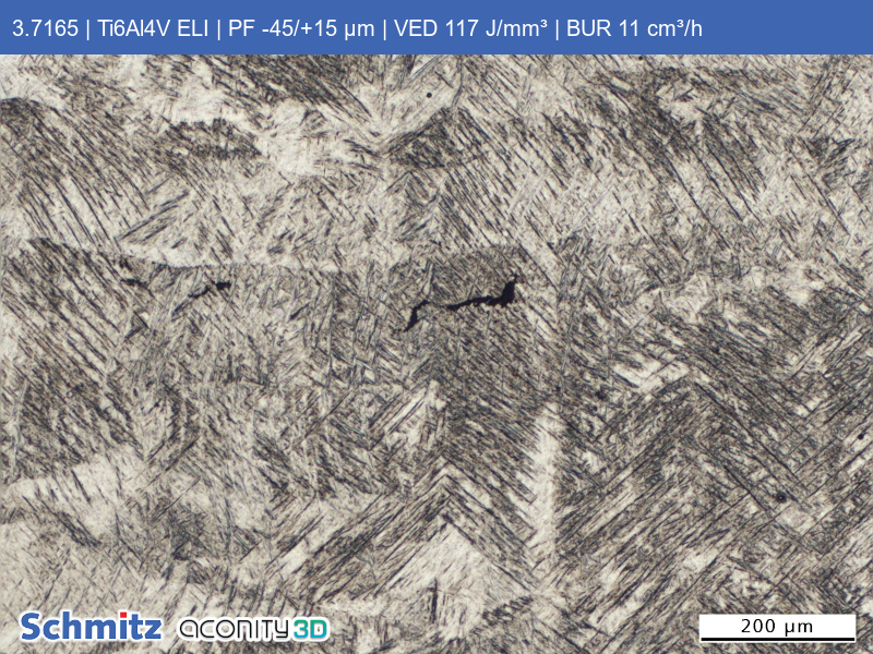Titanium Grade 23 | Ti6Al4V ELI | PF -45/+15 µm | VED 117 J/mm³ | BUR 11 cm³/h - 08