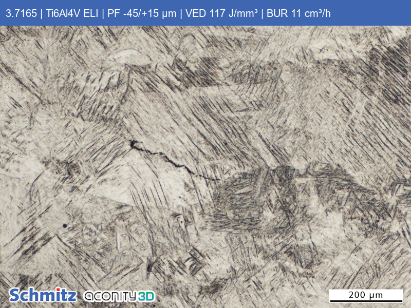 Titan Grade 23 | Ti6Al4V ELI | PF -45/+15 µm | VED 117 J/mm³ | BUR 11 cm³/h - 10