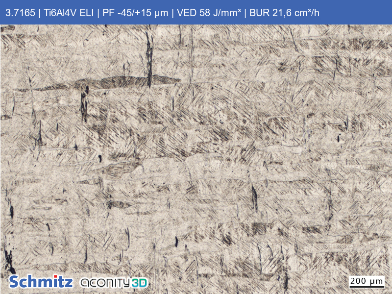 Titanium Grade 23 | Ti6Al4V ELI | PF -45/+15 µm | VED 58 J/mm³ | BUR 21.6 cm³/h - 03