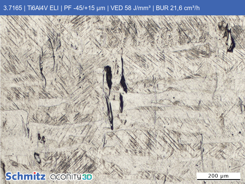 Titan Grade 23 | Ti6Al4V ELI | PF -45/+15 µm | VED 58 J/mm³ | BUR 21,6 cm³/h - 08