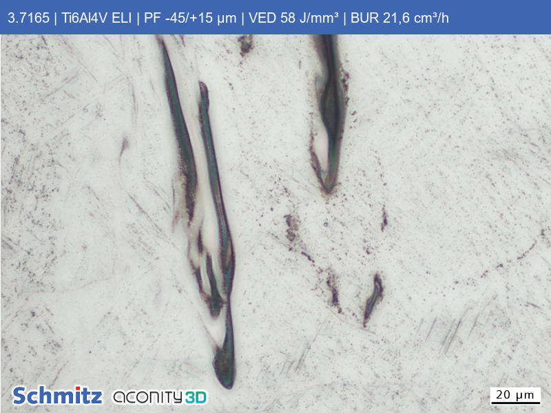 Titanium Grade 23 | Ti6Al4V ELI | PF -45/+15 µm | VED 58 J/mm³ | BUR 21.6 cm³/h - 09