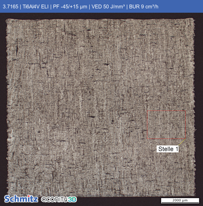 Titan Grade 23 | Ti6Al4V ELI | PF -45/+15 µm | VED 50 J/mm³ | BUR 9 cm³/h - 02