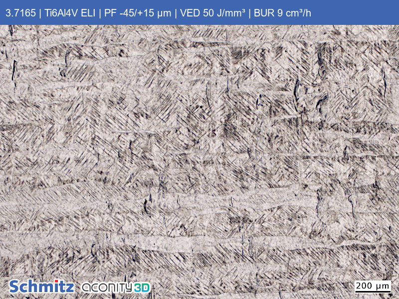 Titanium Grade 23 | Ti6Al4V ELI | PF -45/+15 µm | VED 50 J/mm³ | BUR 9 cm³/h - 03