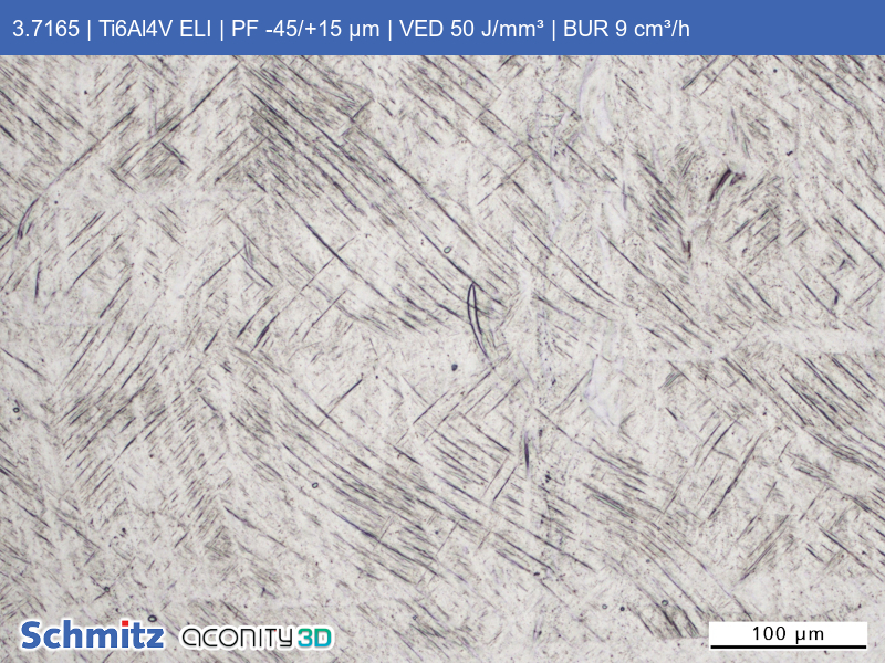 Titanium Grade 23 | Ti6Al4V ELI | PF -45/+15 µm | VED 50 J/mm³ | BUR 9 cm³/h - 05