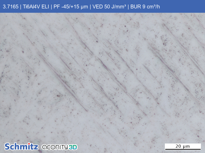 Titanium Grade 23 | Ti6Al4V ELI | PF -45/+15 µm | VED 50 J/mm³ | BUR 9 cm³/h - 07