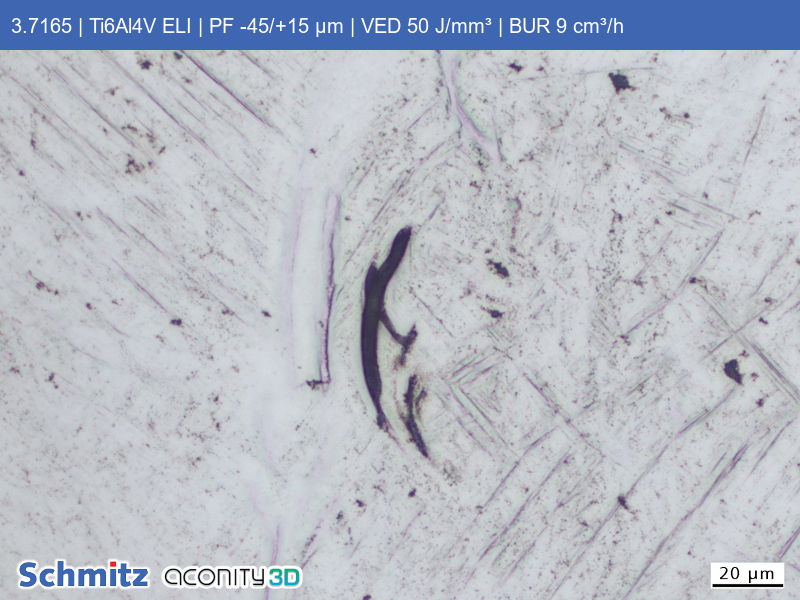 Titan Grade 23 | Ti6Al4V ELI | PF -45/+15 µm | VED 50 J/mm³ | BUR 9 cm³/h - 11