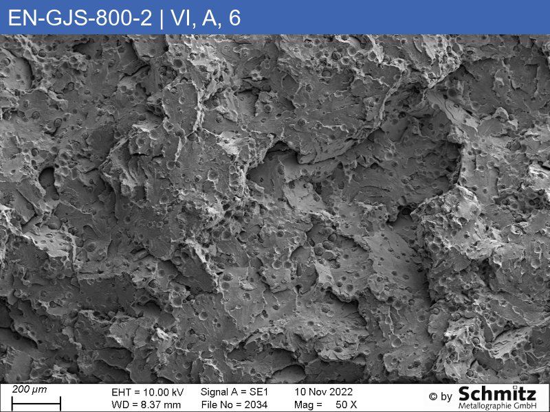 EN-GJS-800-2 | 5.3301 Graphitklassifizierung und Bruchaussehen im Zugversuch - 09