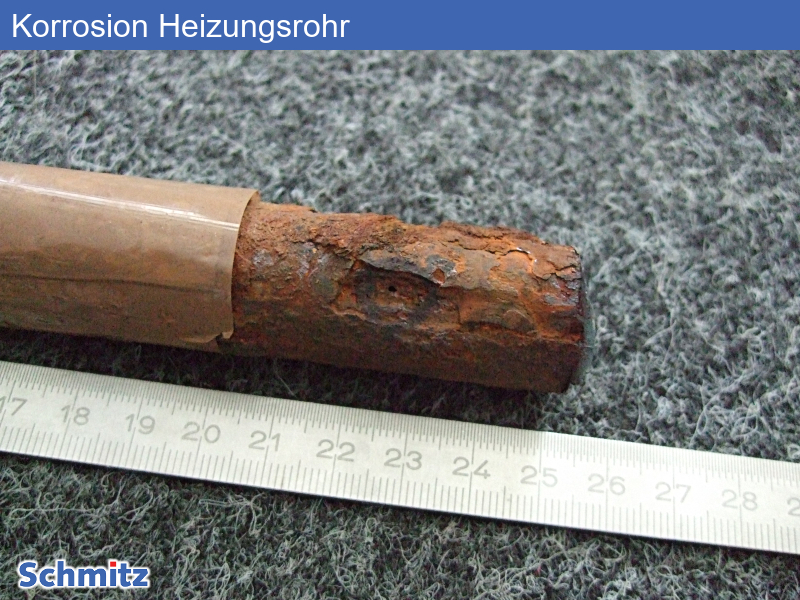 Korrosion von außen in Heizungsrohren aus Baustahl - 02