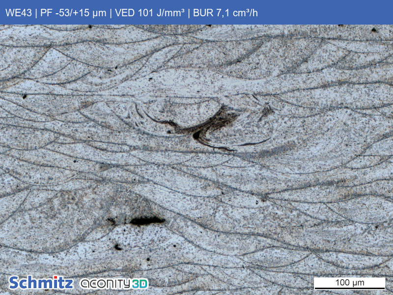 WE43 | PF -53/+15 µm | VED 101 J/mm³ | BUR 7,1 cm³/h - 08