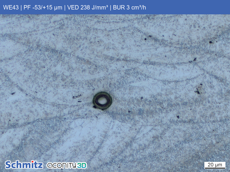 WE43 | PF -53/+15 µm | VED 238 J/mm³ | BUR 3 cm³/h - 08